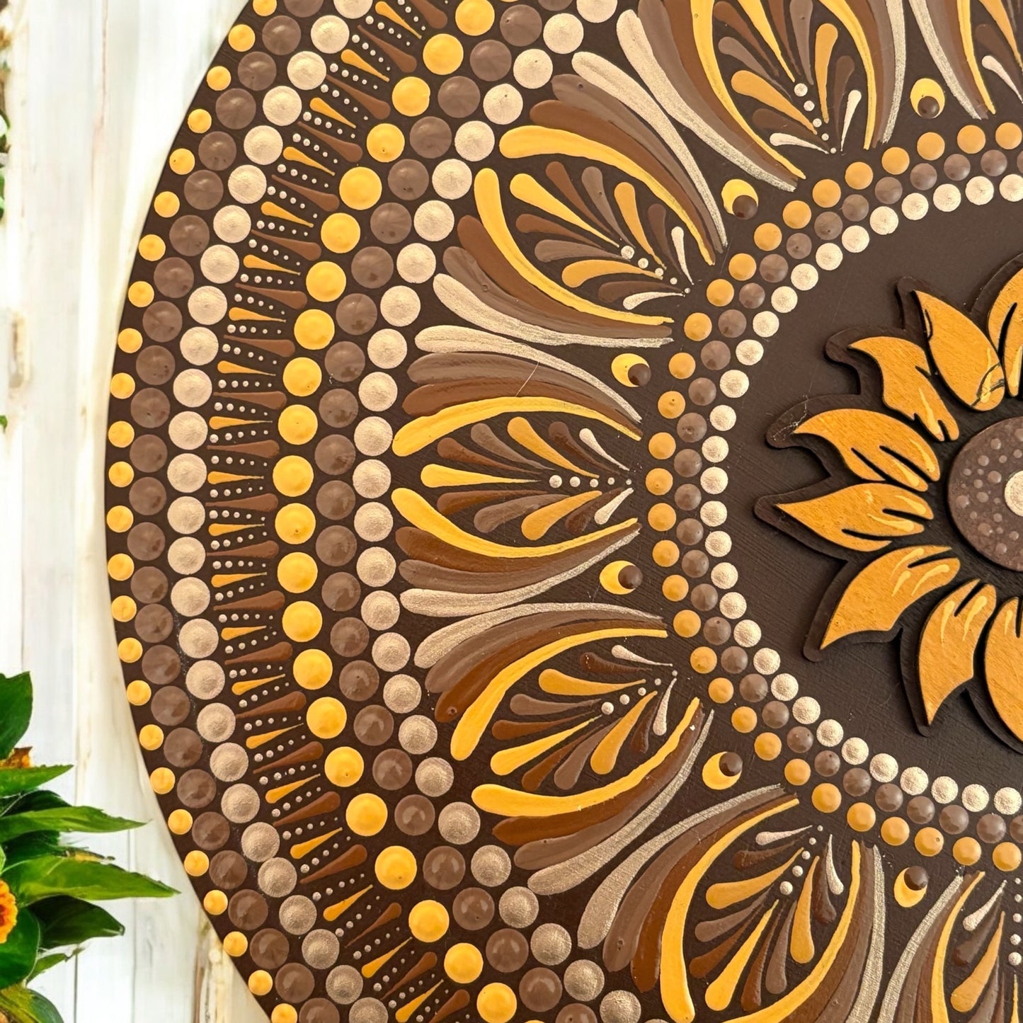 Peinture Mandala - "Mon Tournesol » - 30cm