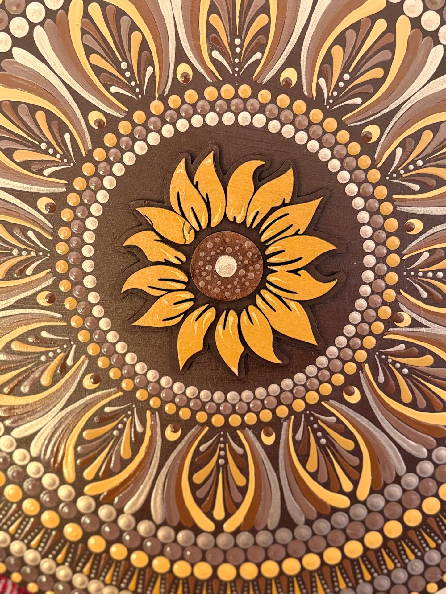 Peinture Mandala - "Mon Tournesol » - 30cm