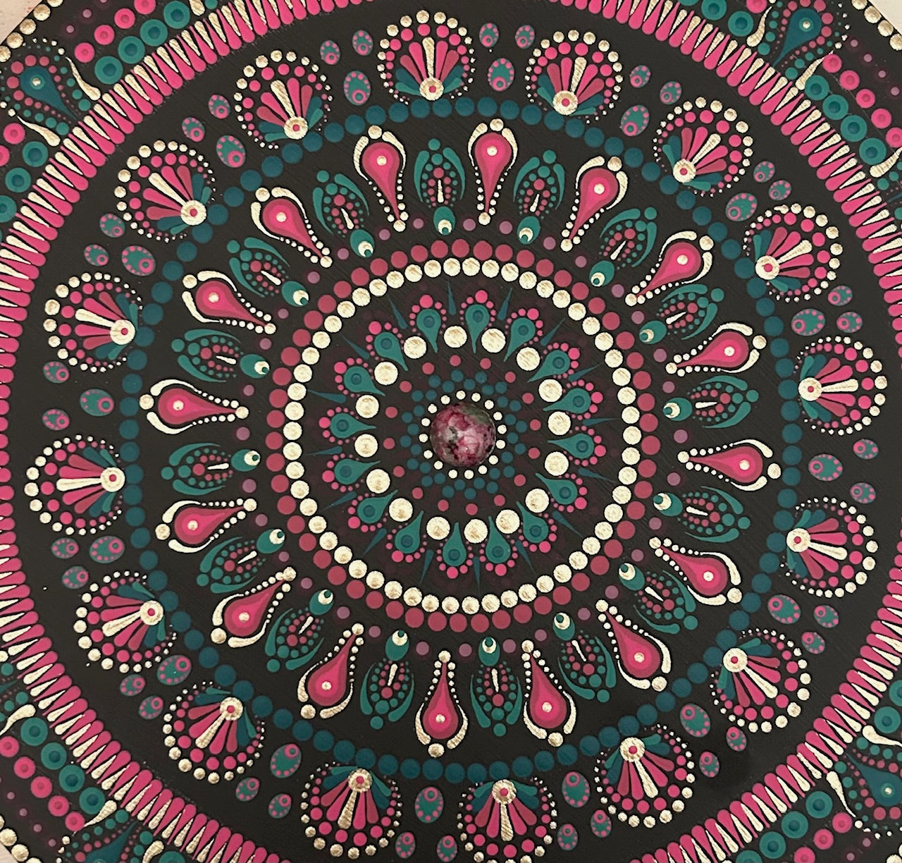 Peinture Mandala - "Energie de la Zoïsite" - 30cm