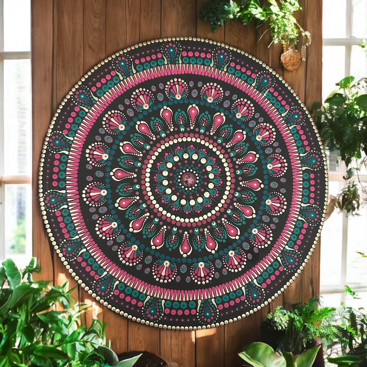 Peinture Mandala - "Energie de la Zoïsite" - 30cm