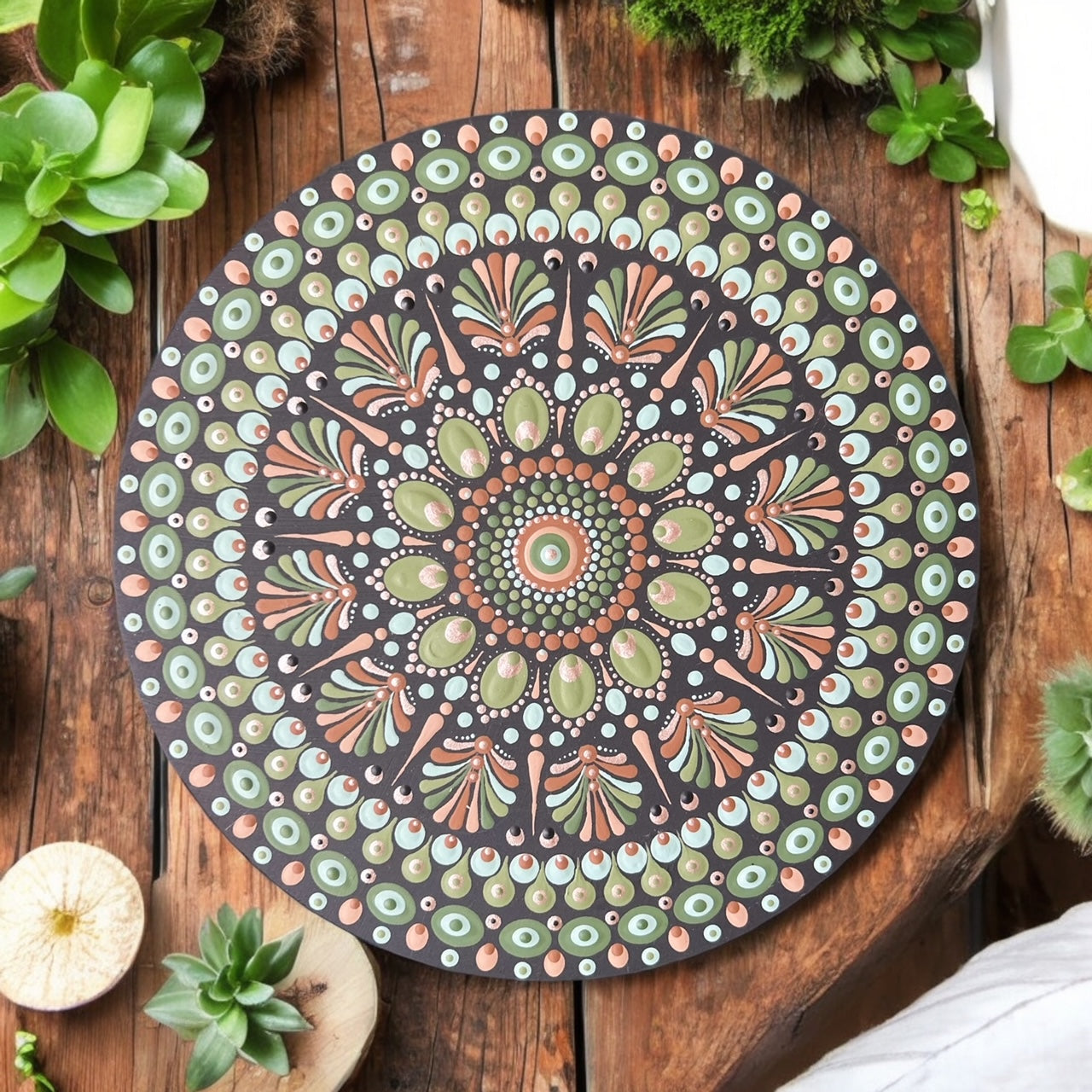 Peinture Mandala - "Invitation à la méditation" - 20cm