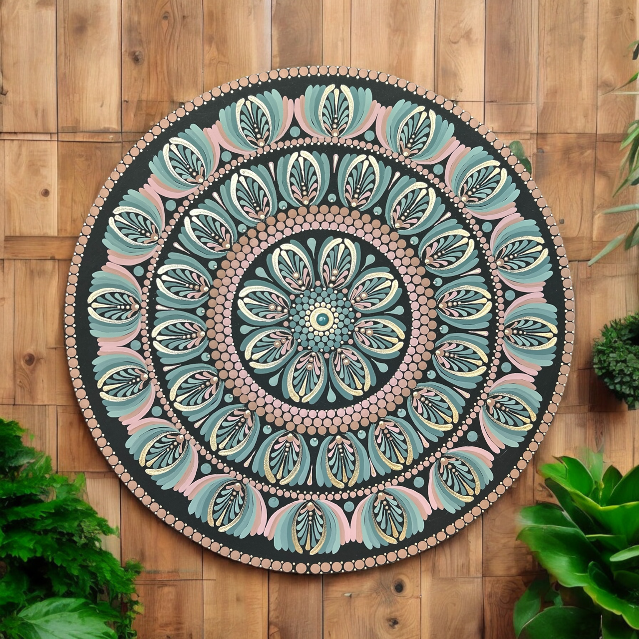 Peinture Mandala - "Fleur de Lotus" - 40cm